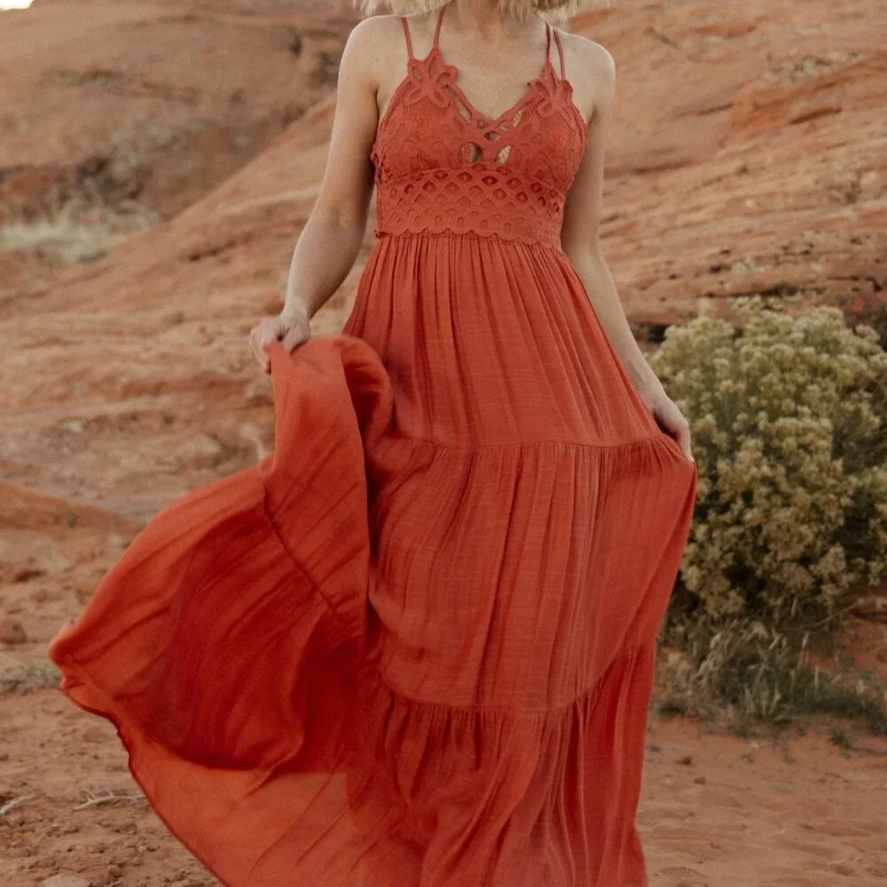 Baltic Born Summerlin Lace Top Maxi Dress | Rust Size XLXL - Picture 5 of 5